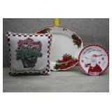 Lot of Themed Decor: Platter, Plate and Pillow