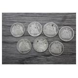 6 Seated Liberty Silver 'Half Dime' 18(53,57,62)