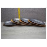 Vtg MCM Steak Sizzler Platters w/Wooden Bases