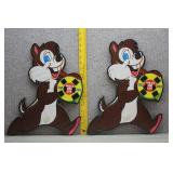 Vtg Die-Cut on Plywood Velcro Target Game Chipmunk
