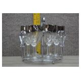 Silver Ombre Glasses w/Chrome Heart-Accented Caddy