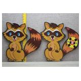 Vtg Die-Cut on Plywood Velcro Target Game Racoon
