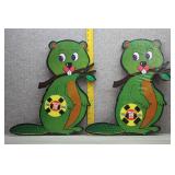 Vtg Die-Cut on Plywood Velcro Target Game Beaver