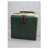 Vtg Green 45 RPM Record Case With 45 Records