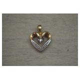 10K White/Yellow Gold Diamond Heart Pendant