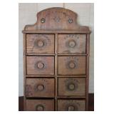 Antique Wooden Wall-Mounted 8-Drawer Spice Cabinet