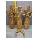 Handwoven Straw Musician Figurine MexicanFolk Art