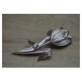Trifari Silver-tone Brushed Metal Tulip Brooch