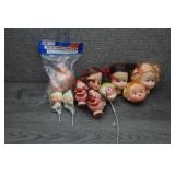 Lot of Vtg Craft Doll Heads & Clown Face Pics