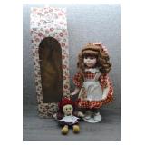 Collectible Porcelain Doll Plaid Dress