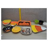 Lot of Halloween Themed Platters, Plates, Bowls