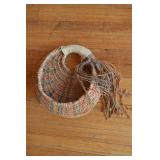Vtg Hanging Wall Basket w/Tassel Accent