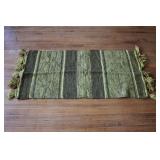 Vtg Striped Rug Horizontal Bands, Tasseled Fringe
