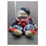 Vtg 1980s Hand-Painted Porcelain-Face Circus Clown