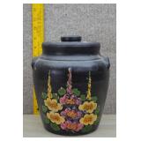 Vintage Handpainted Hollyhock Cookie Jar