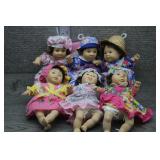 Group of Six Vtg 1990s Gi-Go Expression Dolls