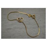 14K Gold Sm. Chain Bracelet w/14K Gold Heart Charm