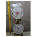 Fenton Opalescent Trellis Gone with the Wind Lamp