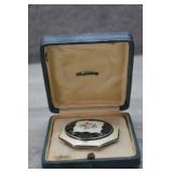 Vtg Meyerding Hand-Painted Floral Powder Compact