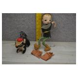Vtg Bendable Cloth Doll and Skunk Stuffed Animal