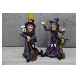 Pair of Halloween Witch Figurines
