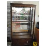 Dark Wood Curio Cabinet w/ Mirror Back Panel