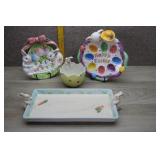 Lot of Hand-Painted Ceramic Easter Decor Pieces