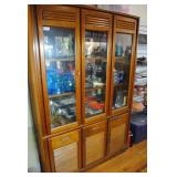 Medium Brown Tri Door China Cabinet - No Contents