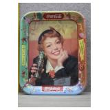 Vtg 1953 Coca-Cola Metal Serving 'Menu Girl' Tray