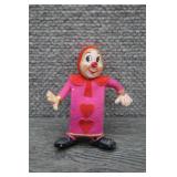 Small Vtg Pink Flocked Clown Figurine