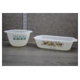Anchor Hocking Milk Glass Loaf Pan, Fire King Bowl