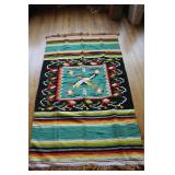 Vtg Mexican Pictorial Wool Blanket or Kilim Rug