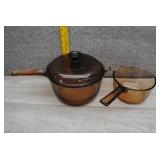 Vision Corning Amber Glass Saucepan Pot Lot