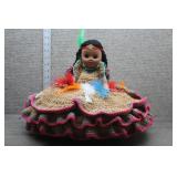 Vtg Handmade Crocheted Native-American Style Doll