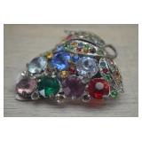 1930's Multi-colored Rhinestone Dress Fur Clip