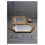 Vtg Hollywood Regency Gold Vanity Mirror Set