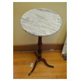Dark Wood and Marble Top Plant Stand Table