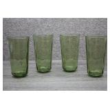 4 Hazel Atlas Avocado Green 'El Dorado' Tumblers