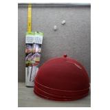 Four Domed Red Metal Mesh Food Covers & Tents