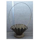Vintage Pleated Metal Funeral Flower Basket