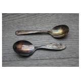 Tarnished Vtg Silver Souvenir Spoon Pair
