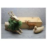 Rustic Christmas Deer Decoy Crate Decor Lot