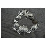 Vtg Southwestern Silver Stamped Concho Bracelet