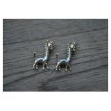 Vtg Rhinestone Giraffe Scatter Brooch Pin Pair