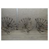 3 Vintage Wrought Iron Wall Planter Baskets