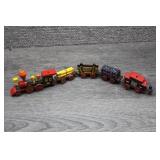 Vtg Hand Painted Wooden Toy Train Set