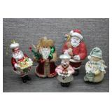 Vtg Christmas Santa & Snowman Ornaments Lot