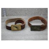 Vtg Tooled Leather Western Belt Buckle Pair
