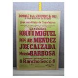 1983 Vtg Mexican Bullfight Poster Rancho Seco