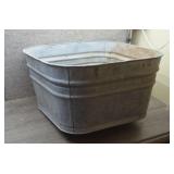 Vtg Square Galvanized WashTub w/Center DrainSpigot